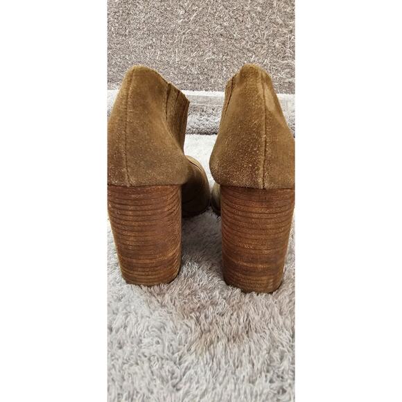 Jeffrey Campbell Yorktown Leather Brown 4" Stacked Heel Stretch Booties‎ Sz 7.5 - Picture 4 of 7